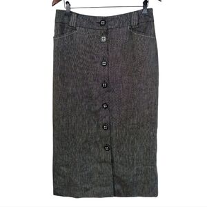 Bandolera Linen Blend Skirt Size Euro 38 Gray Lined Vintage Classic Buttons